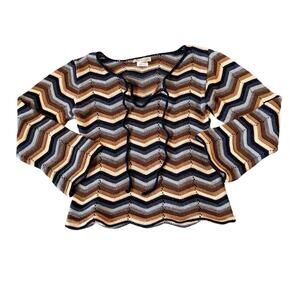 Vintage Pure Chevron Knit Sweater Small 7/8 Made USA